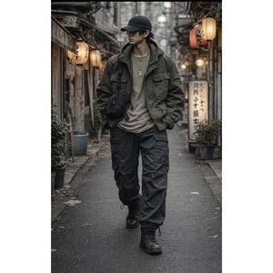 Nanamica Japan Cargo Pants Men's SZ36 ARMY Adjustable Waist Ripstop SUCS303U